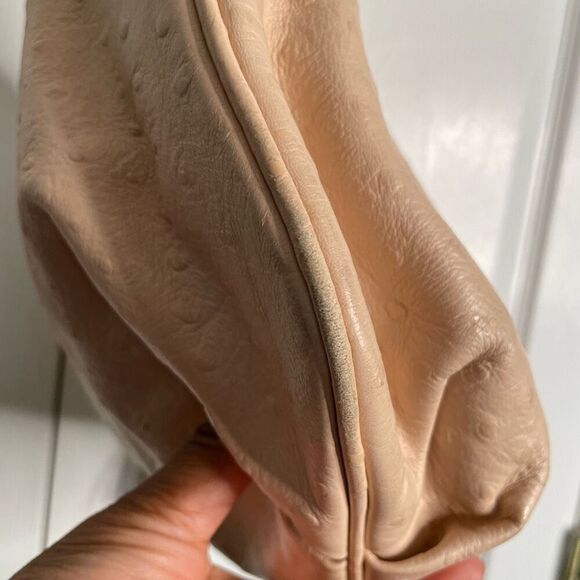 G.I.L.I. Hobo Bag Pale Peach Ostrich Embossed Leather Hobo Bag with Tassel - Picture 7 of 12